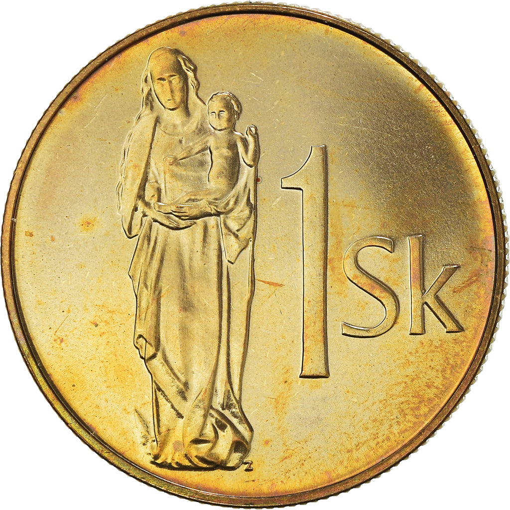 Coin, Slovakia, Koruna, 2001, MS(64), Bronze Plated Steel, KM:12