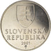 Münze, Slowakei, 5 Koruna, 2001, UNZ, Nickel plated steel, KM:14