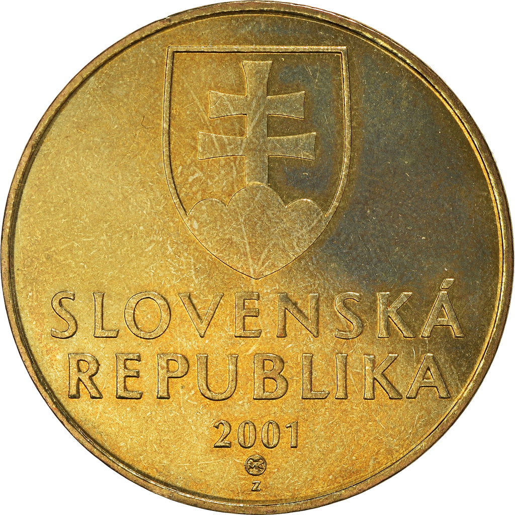 Coin, Slovakia, 10 Koruna, 2001, MS(64), Aluminum-Bronze, KM:11