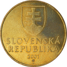 Coin, Slovakia, 10 Koruna, 2001, MS(64), Aluminum-Bronze, KM:11