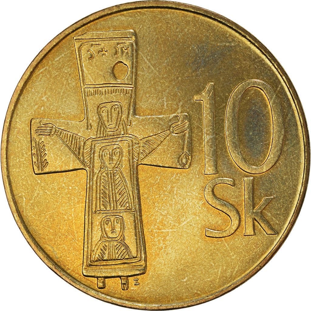 Coin, Slovakia, 10 Koruna, 2001, MS(64), Aluminum-Bronze, KM:11