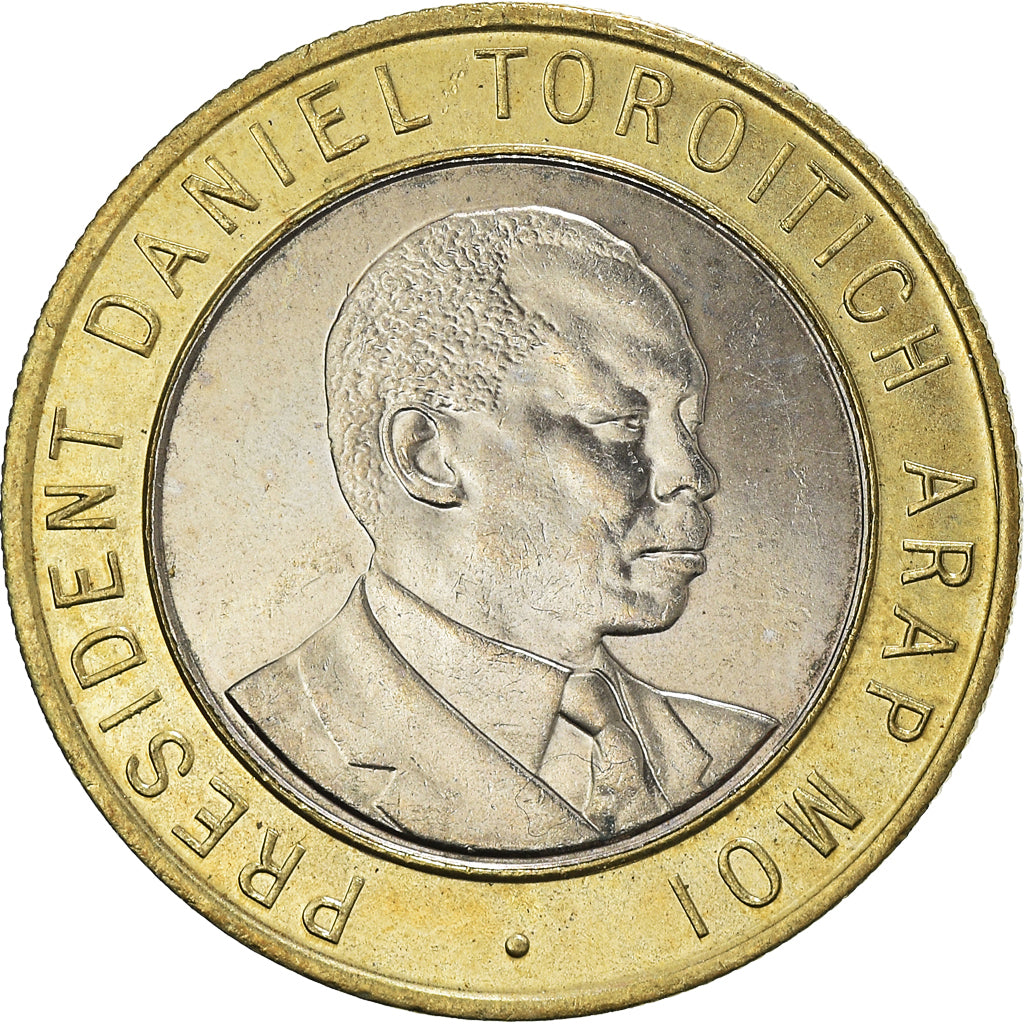 Coin, Kenya, 10 Shillings, 1995, British Royal Mint, MS(60-62), Bi-Metallic