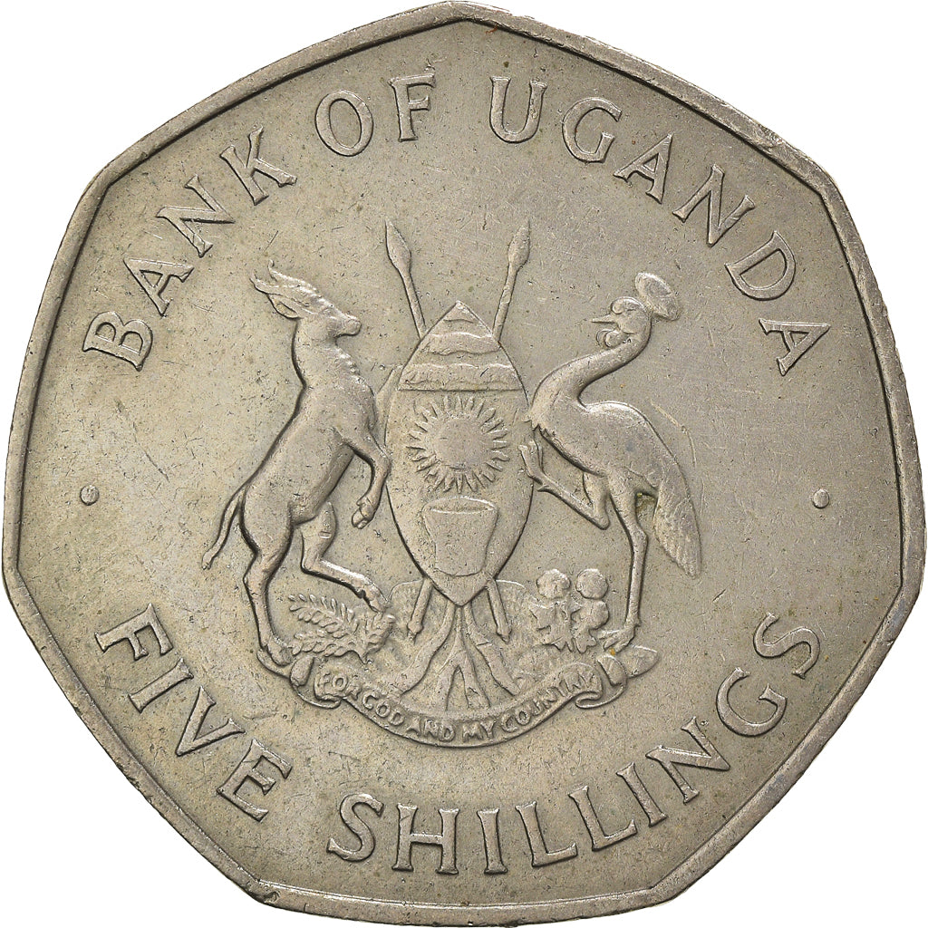 Coin, Uganda, 5 Shillings, 1972, AU(50-53), Copper-nickel, KM:18
