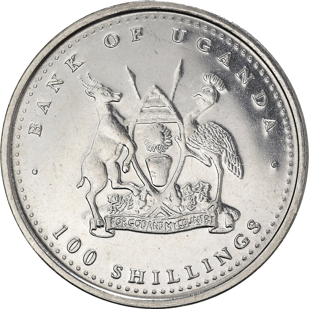 Coin, Uganda, 100 Shillings, 2004, MS(64), Nickel plated steel, KM:199