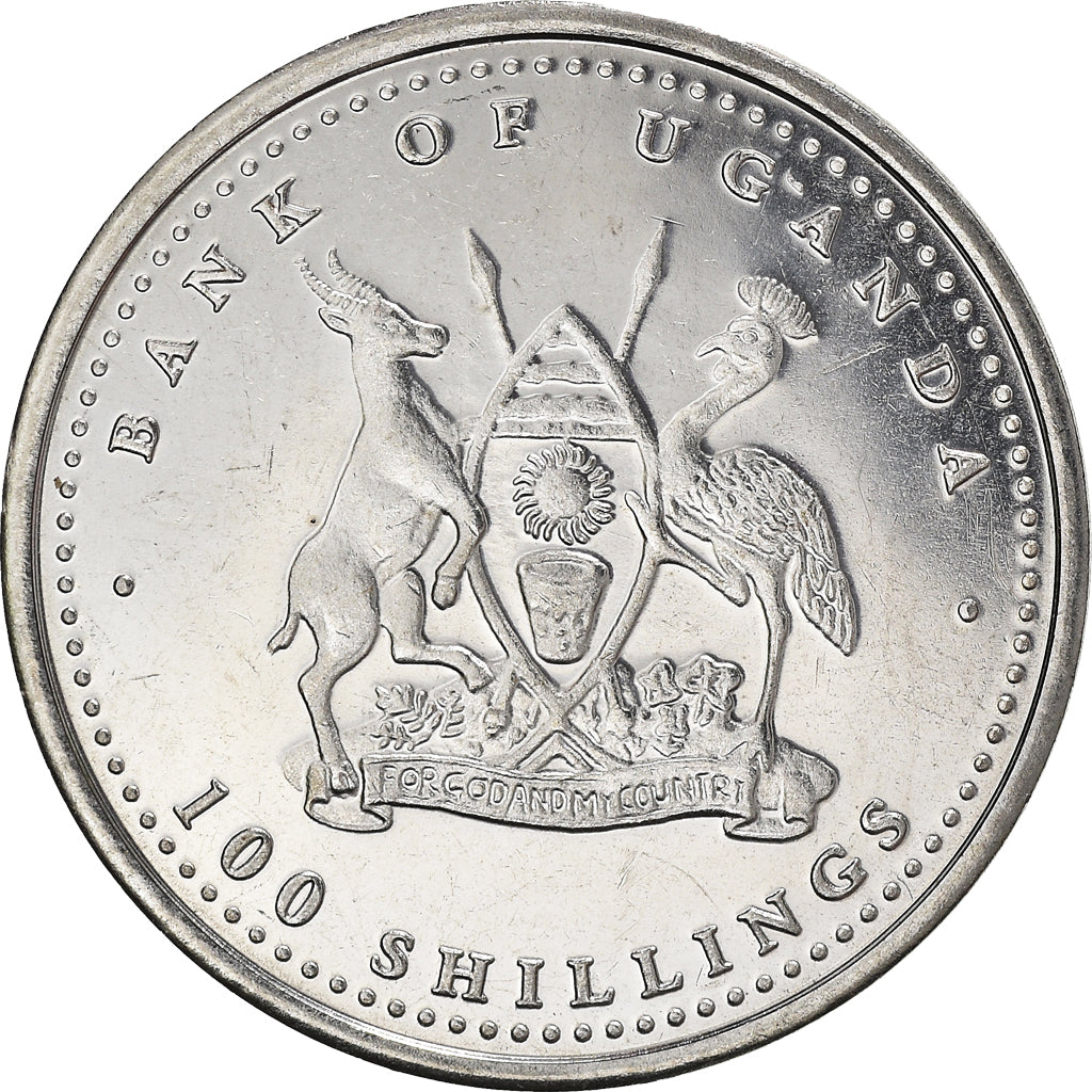 Coin, Uganda, 100 Shillings, 2004, MS(64), Nickel plated steel, KM:198