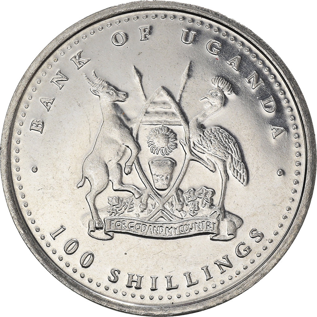 Coin, Uganda, 100 Shillings, 2004, MS(64), Nickel plated steel, KM:188