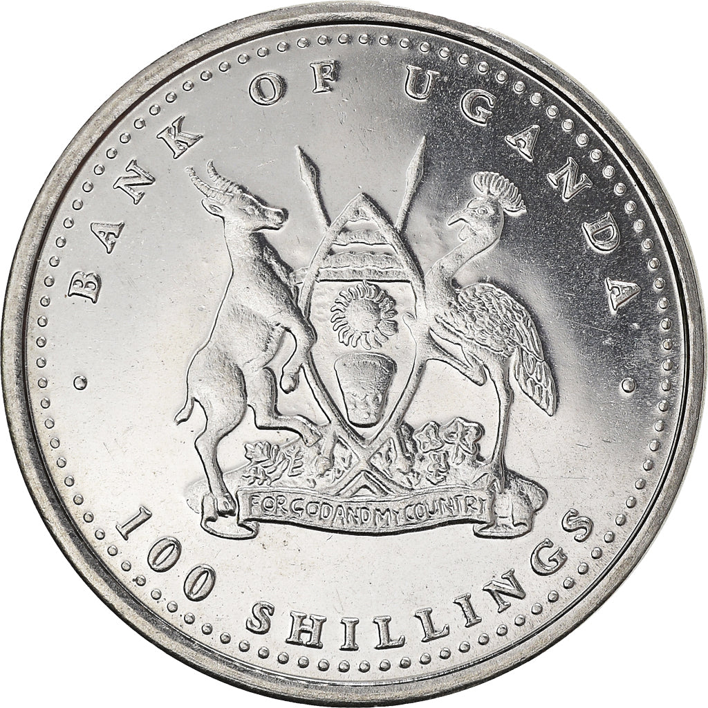 Coin, Uganda, 100 Shillings, 2004, MS(64), Nickel plated steel, KM:192