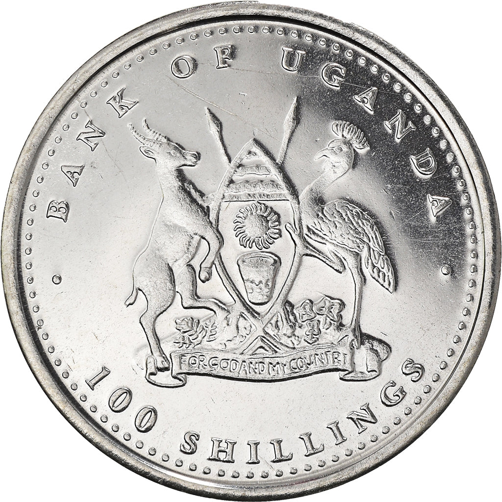 Coin, Uganda, 100 Shillings, 2004, MS(64), Nickel plated steel, KM:193
