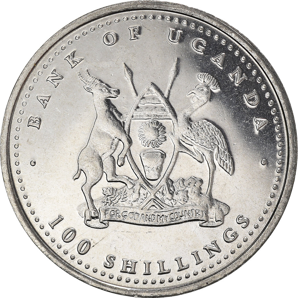 Coin, Uganda, 100 Shillings, 2004, MS(64), Nickel plated steel, KM:194