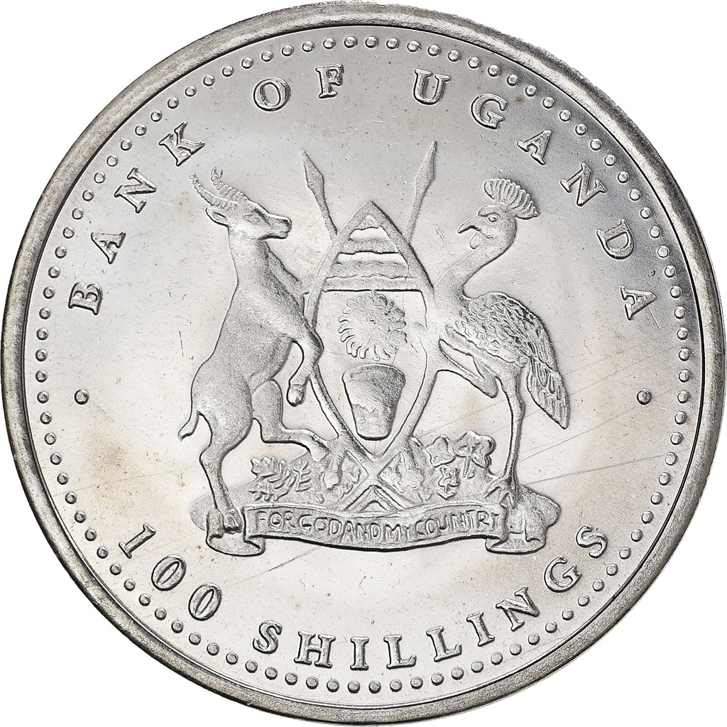 Coin, Uganda, 100 Shillings, 2004, MS(64), Nickel plated steel, KM:195