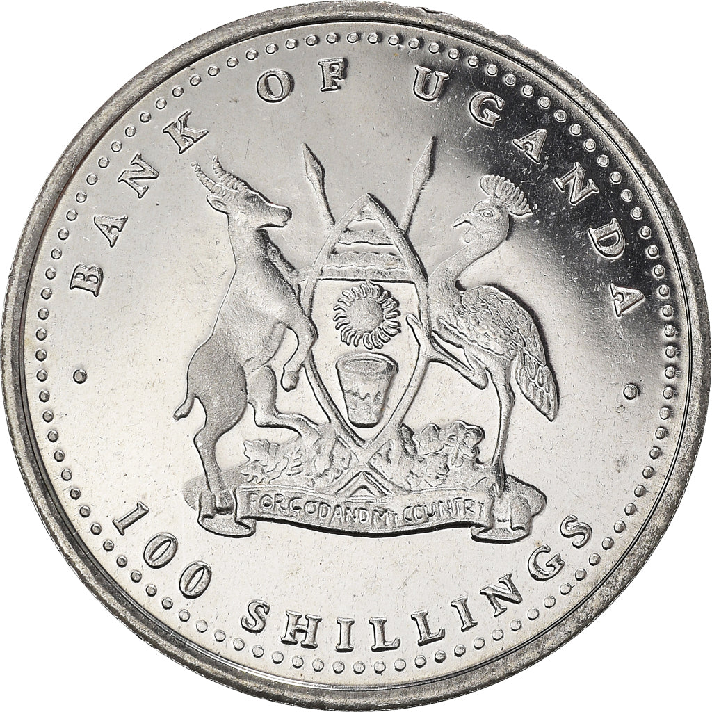 Coin, Uganda, 100 Shillings, 2004, MS(64), Nickel plated steel, KM:197