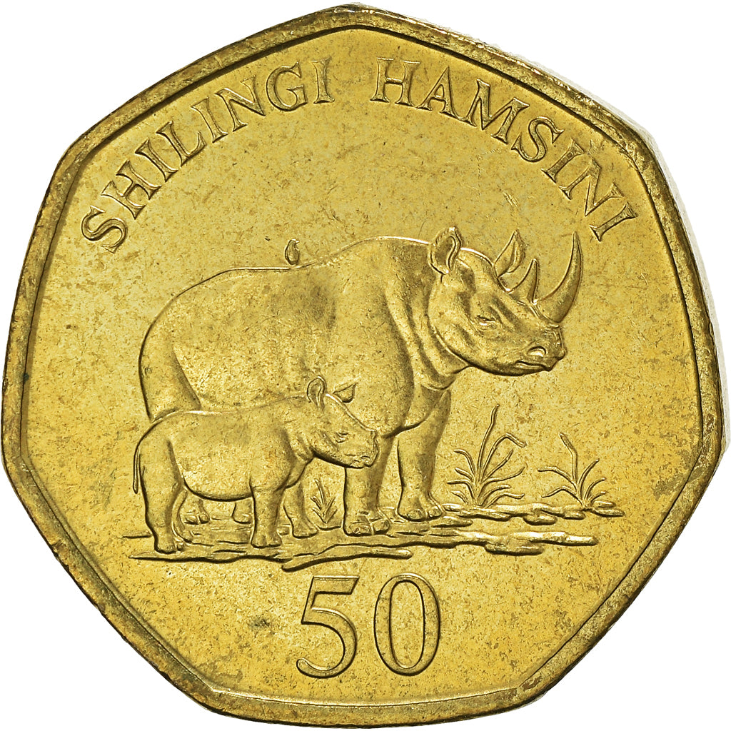 Coin, Tanzania, 50 Shilingi, 1996, MS(63), Brass plated steel, KM:33