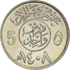 Coin, Saudi Arabia, UNITED KINGDOMS, 5 Halala, Ghirsh, 1987, Royal Mint, MS(64)