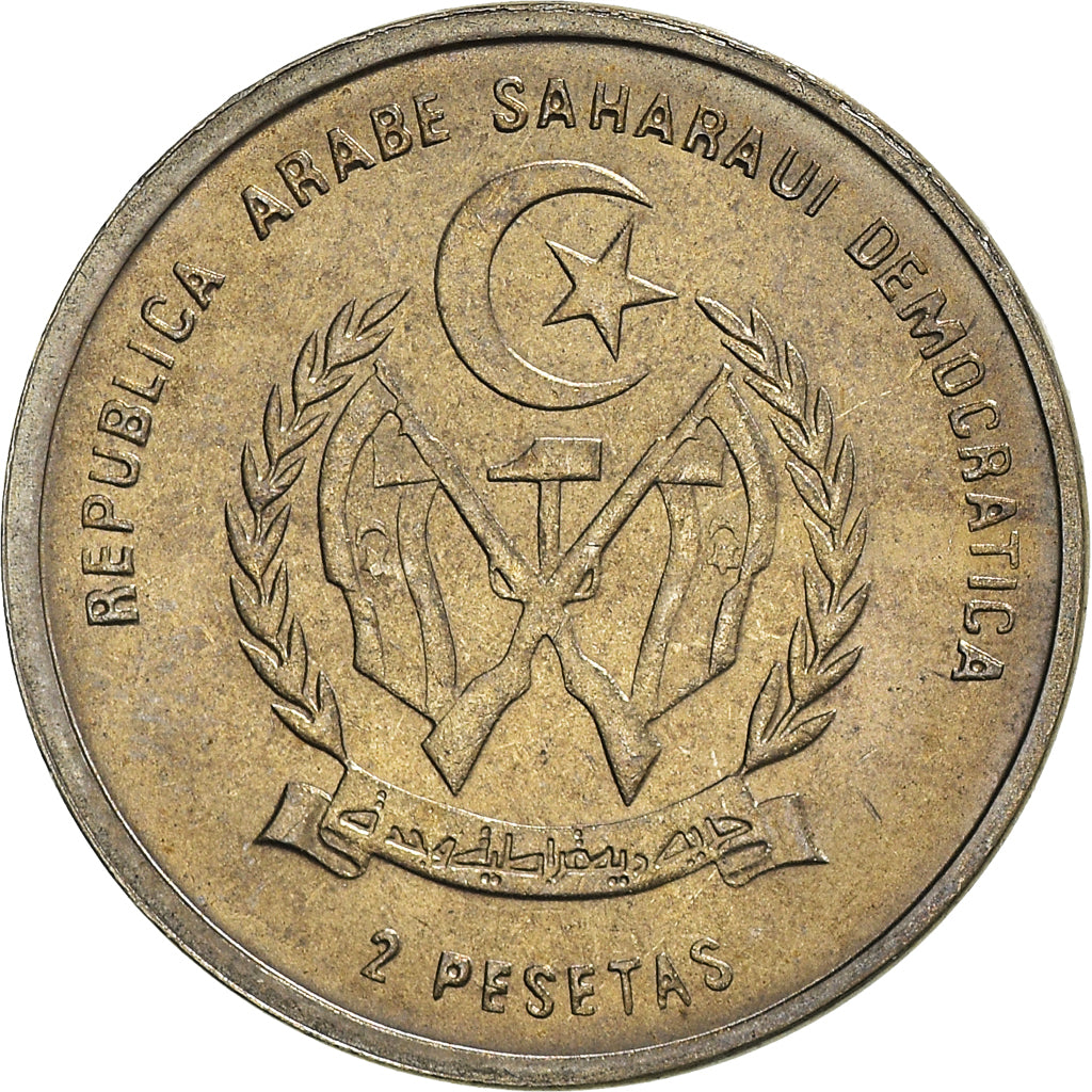 Moneda, REPÚBLICA DEMOCRÁTICA ÁRABE SAHARAUI, 2 Pesetas, 1992, SC+, Cobre -