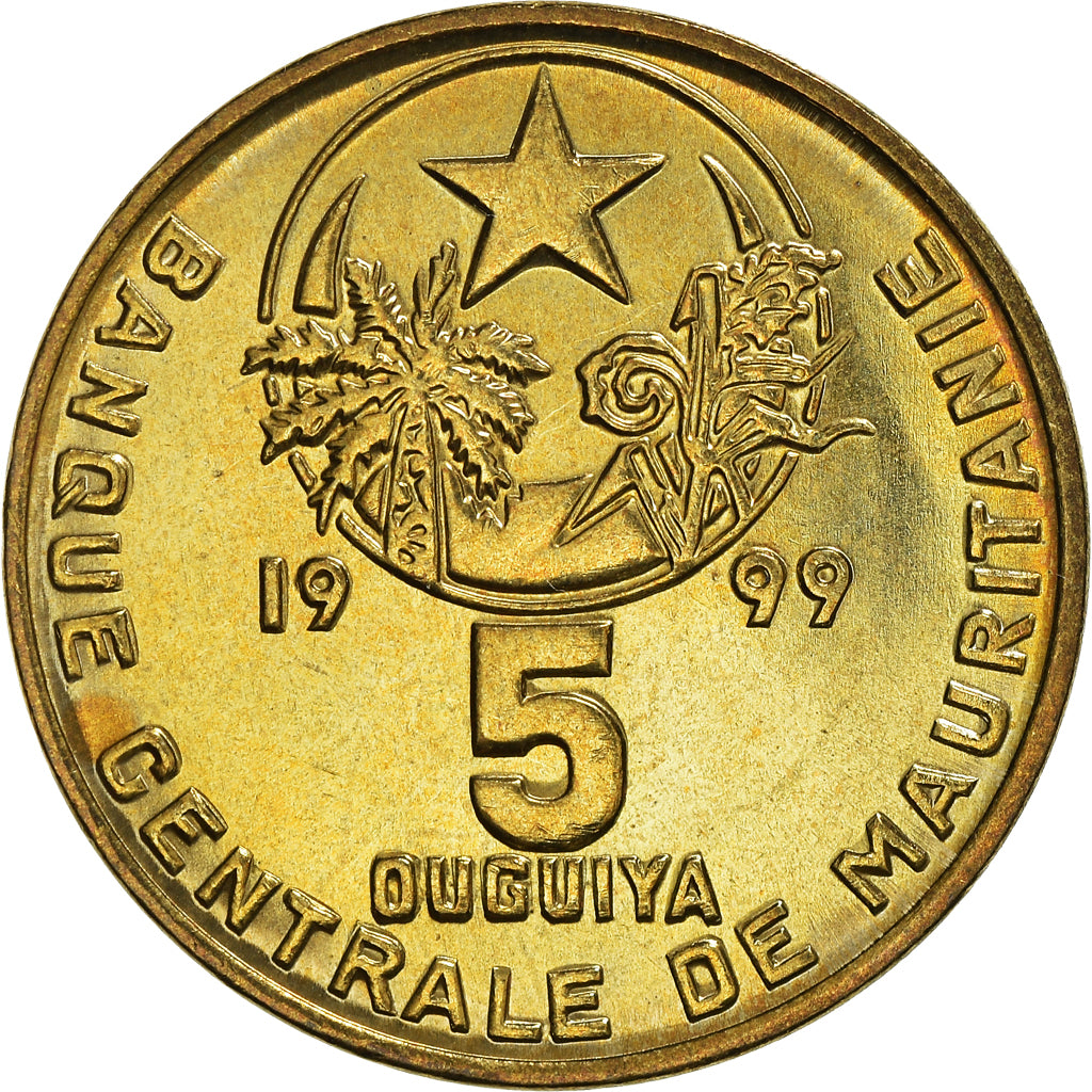 Monnaie, Mauritanie, 5 Ouguiya, 1999, SPL+, Bronze-Aluminium, KM:3