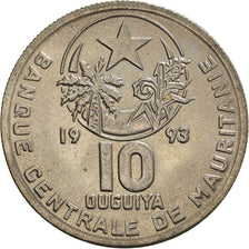 Coin, Mauritania, 10 Ouguiya, 1993, MS(64), Copper-nickel, KM:4