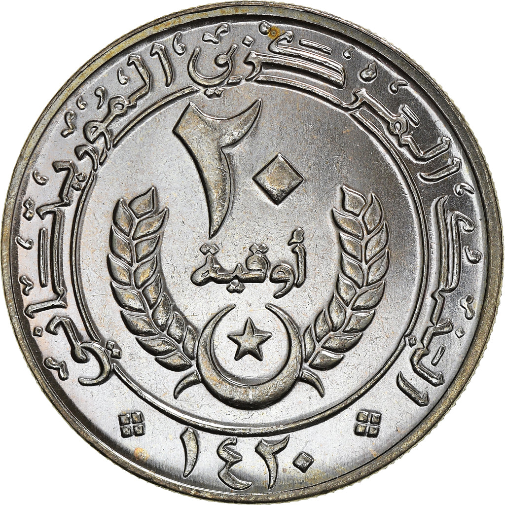 Coin, Mauritania, 20 Ouguiya, 1999, MS(64), Copper-nickel, KM:5