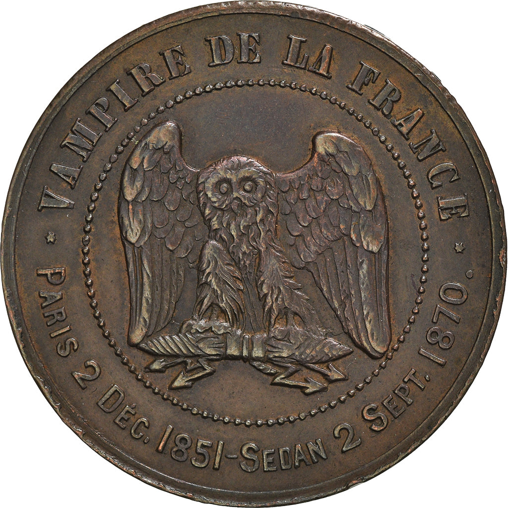 Coin, France, SATIRICAL COINS, 10 Centimes, 1870, AU(50-53), Bronze