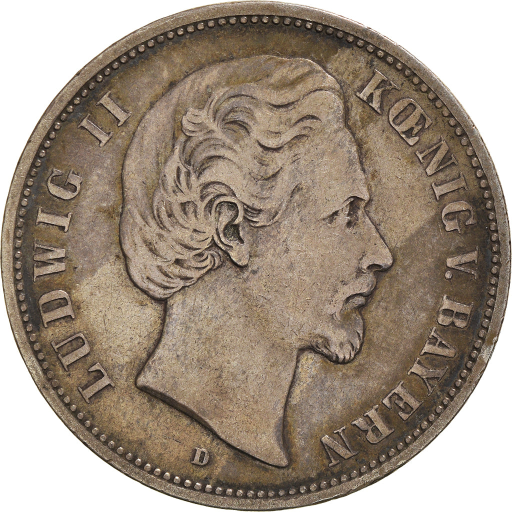 Coin, German States, BAVARIA, Ludwig II, 5 Mark, 1876, Munich, VF(30-35)