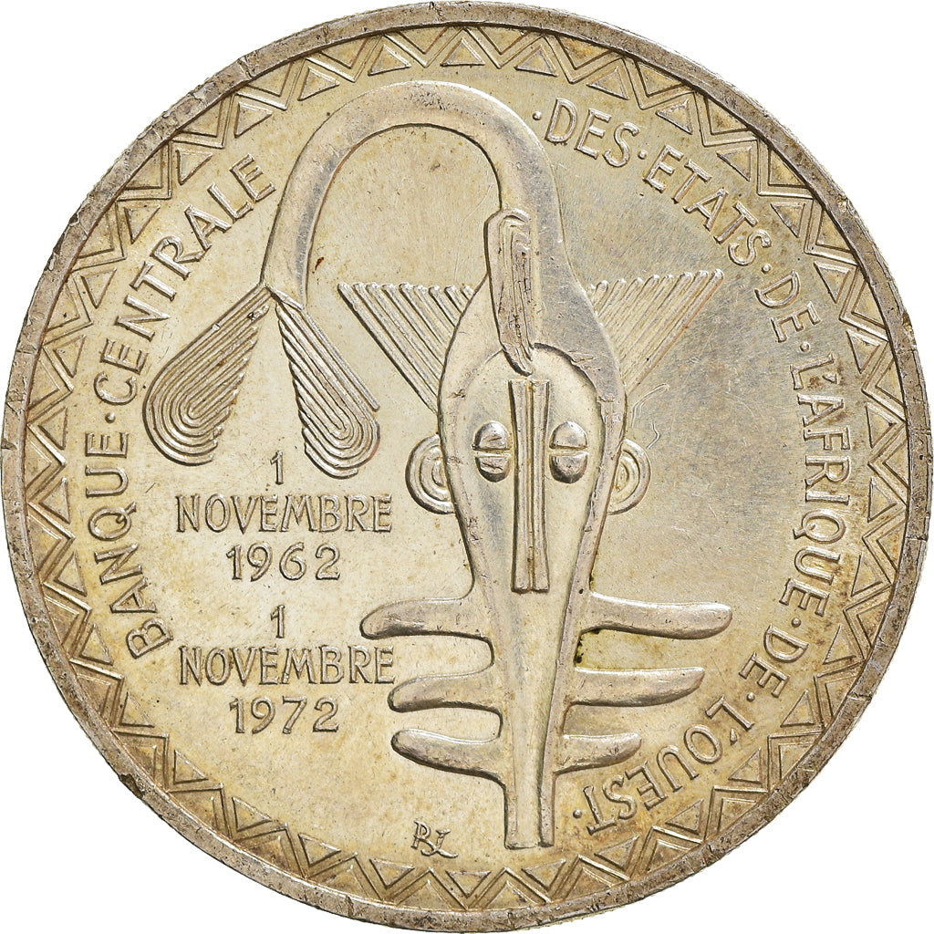 Coin, West African States, 500 Francs, 1972, MS(60-62), Silver, KM:7