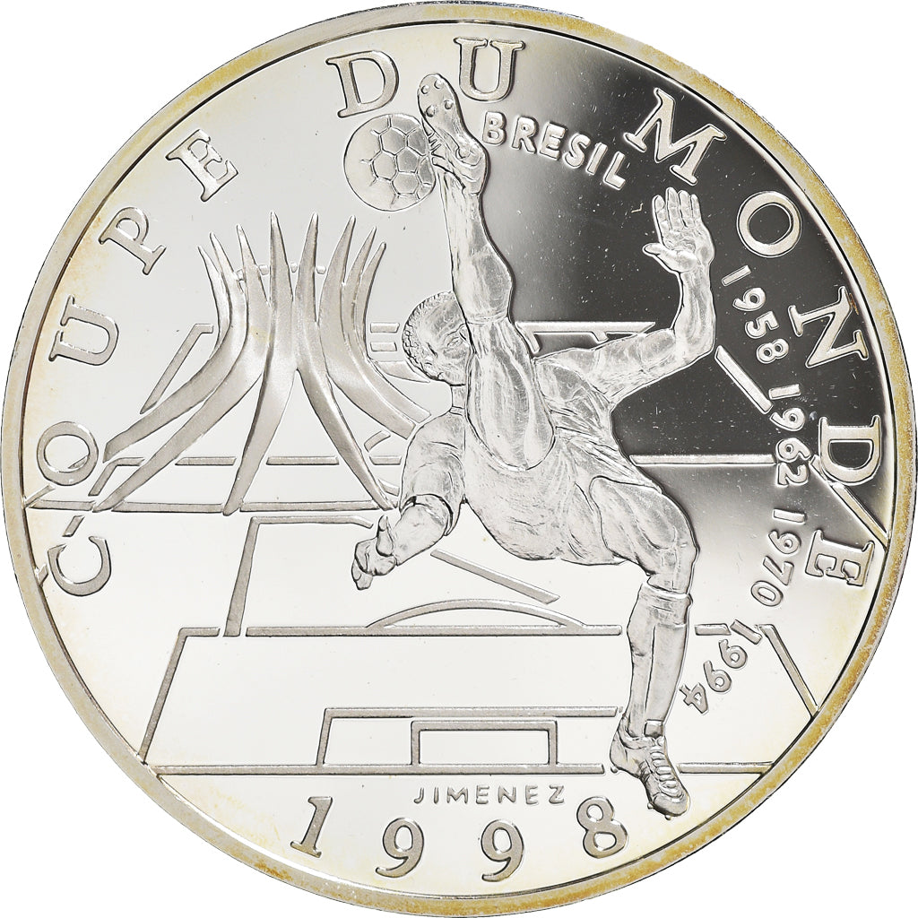 Coin, France, World Cup 98, Brésil, 10 Francs, 1998, Proof, MS(65-70), Silver