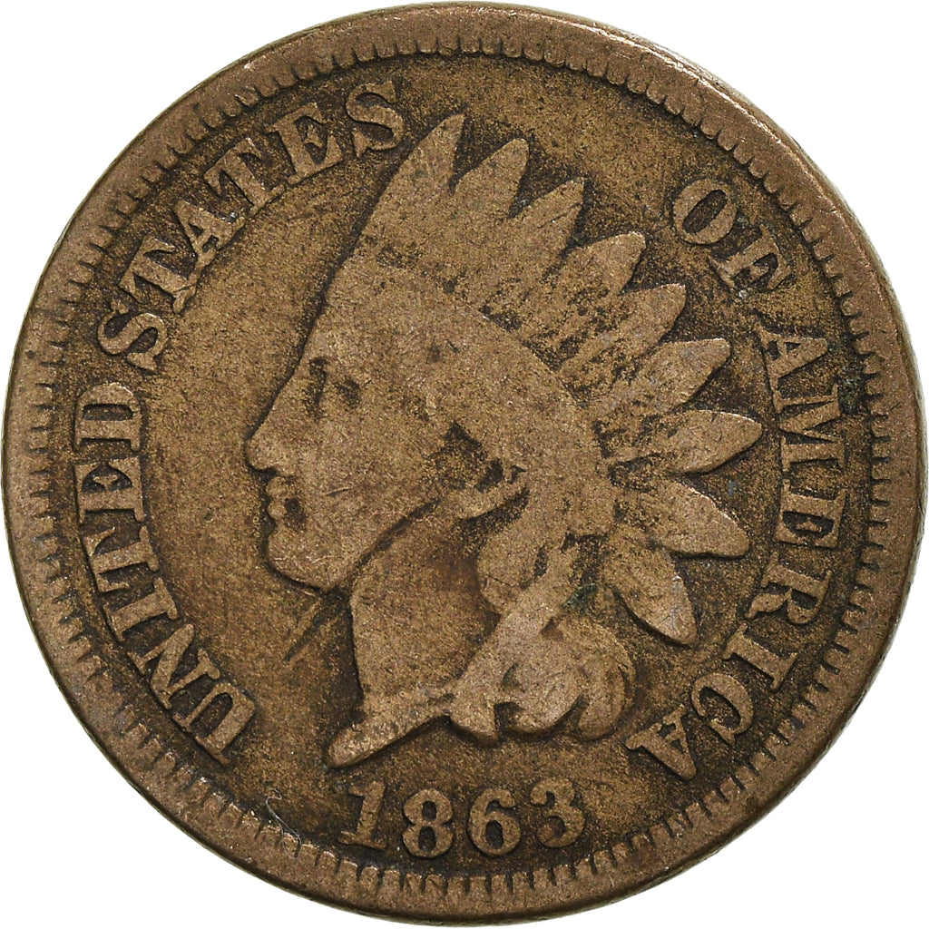 Coin, United States, Indian Head Cent, Cent, 1863, U.S. Mint, Philadelphia