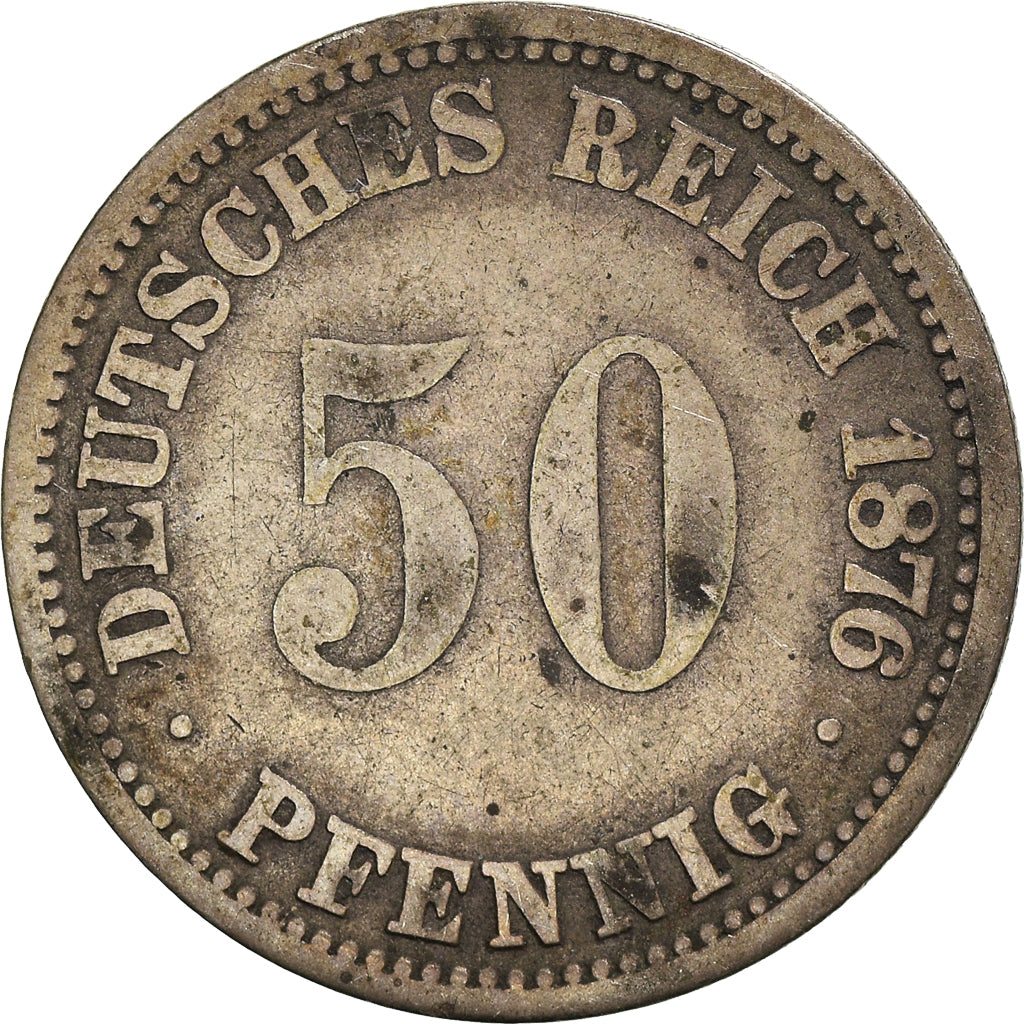 Coin, GERMANY - EMPIRE, Wilhelm I, 50 Pfennig, 1876, Berlin, VF(20-25), Silver