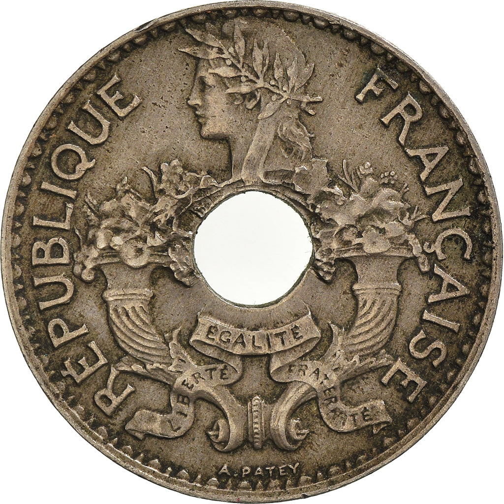 Moneta, FRANCUSKIE INDOCHINY, 5 Cents, 1925, Paris, AU(50-53), Miedź-Nikiel