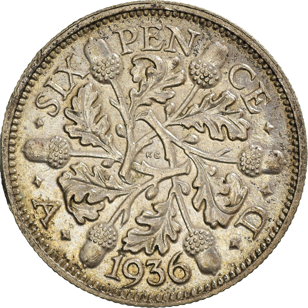 Coin, Great Britain, George V, 6 Pence, 1936, EF(40-45), Silver, KM:832