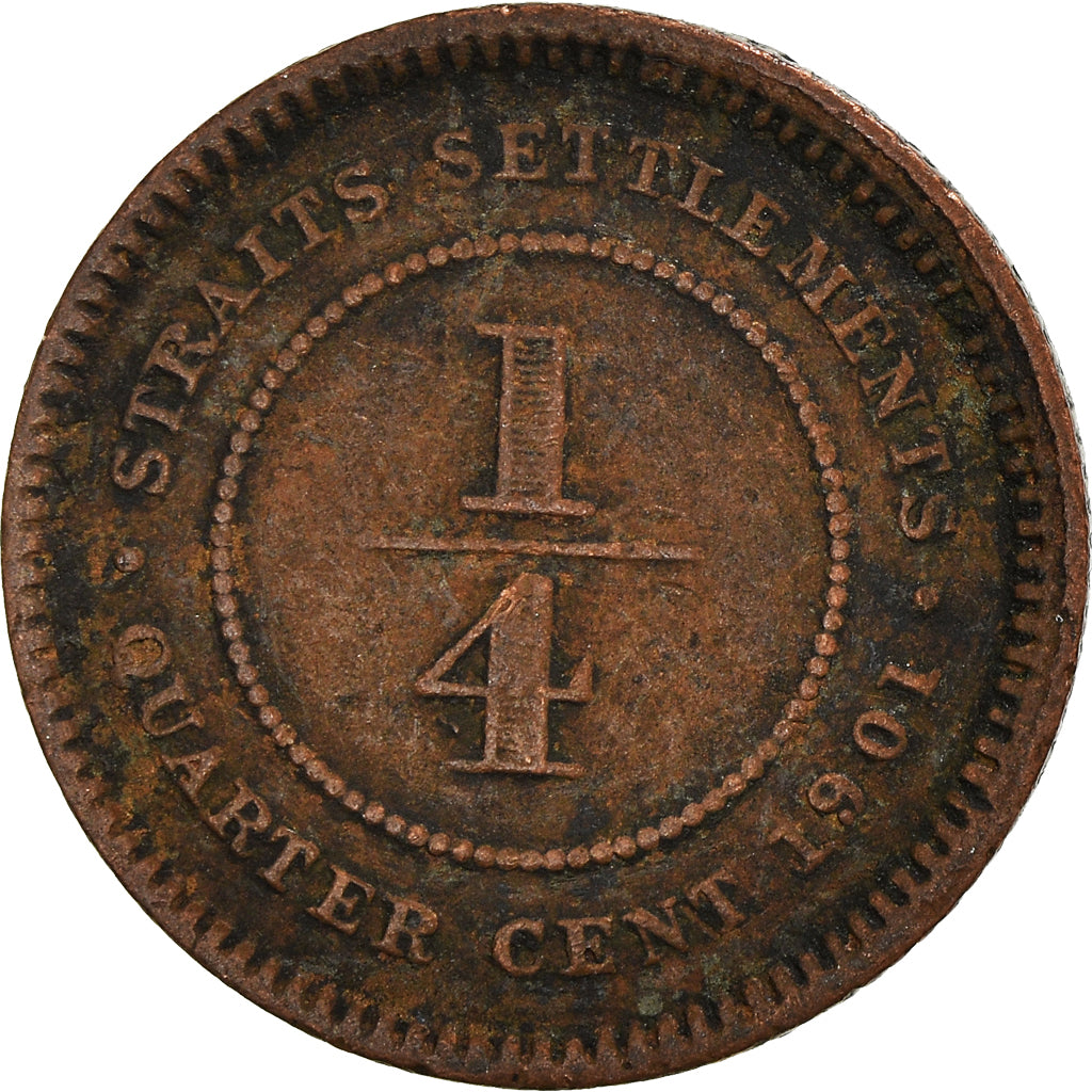 Coin, Straits Settlements, Victoria, 1/4 Cent, 1901, VF(30-35), Bronze, KM:14