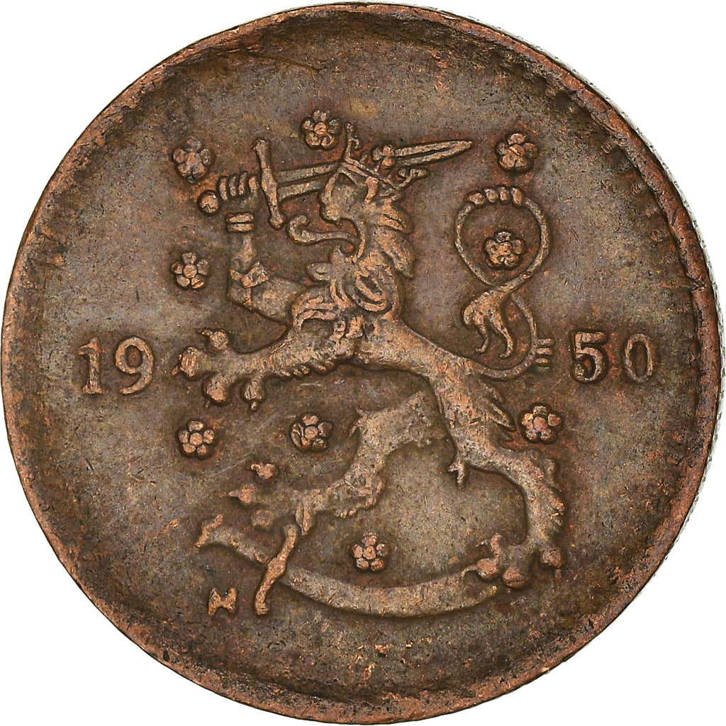 Coin, Finland, Markka, 1950, EF(40-45), Copper, KM:30a