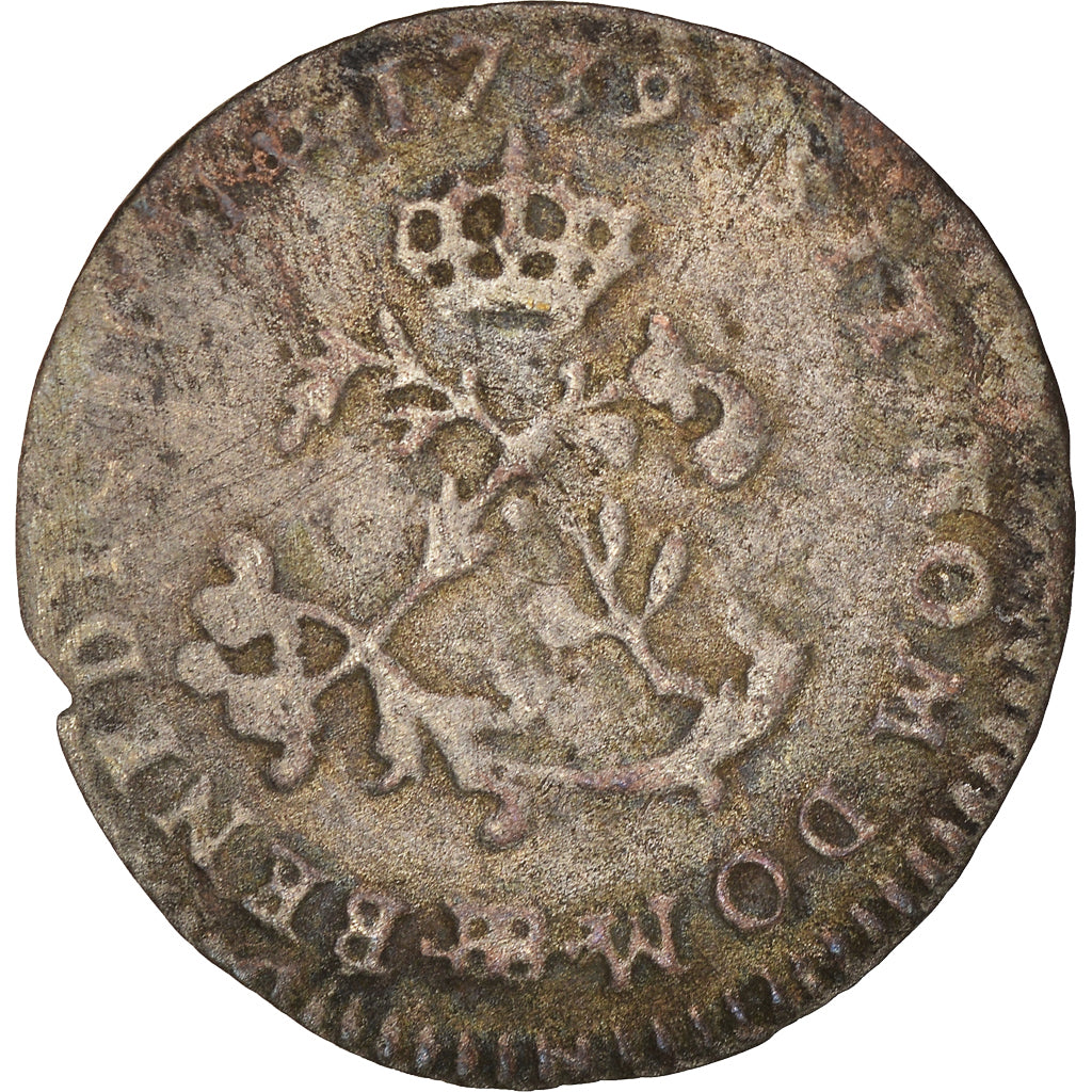 Coin, France, Louis XV, Double Sol, 1739, Strasbourg, VF(30-35), Billon