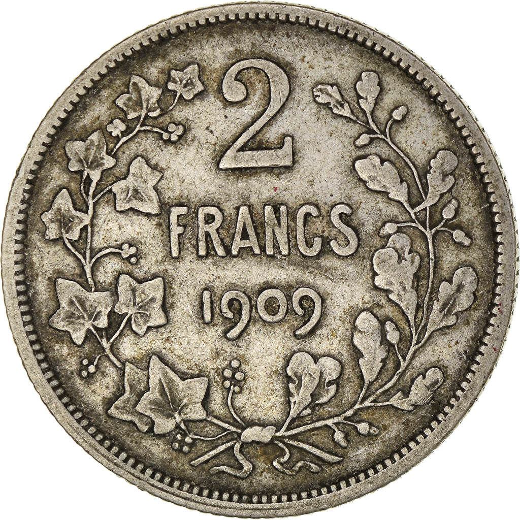 Coin, Belgium, 2 Francs, 2 Frank, 1909, VF(30-35), Silver, KM:58.1