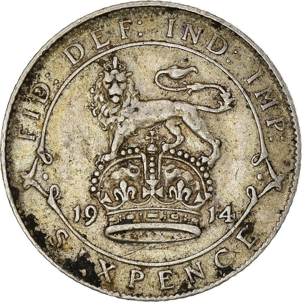 Coin, Great Britain, George V, 6 Pence, 1914, EF(40-45), Silver, KM:815