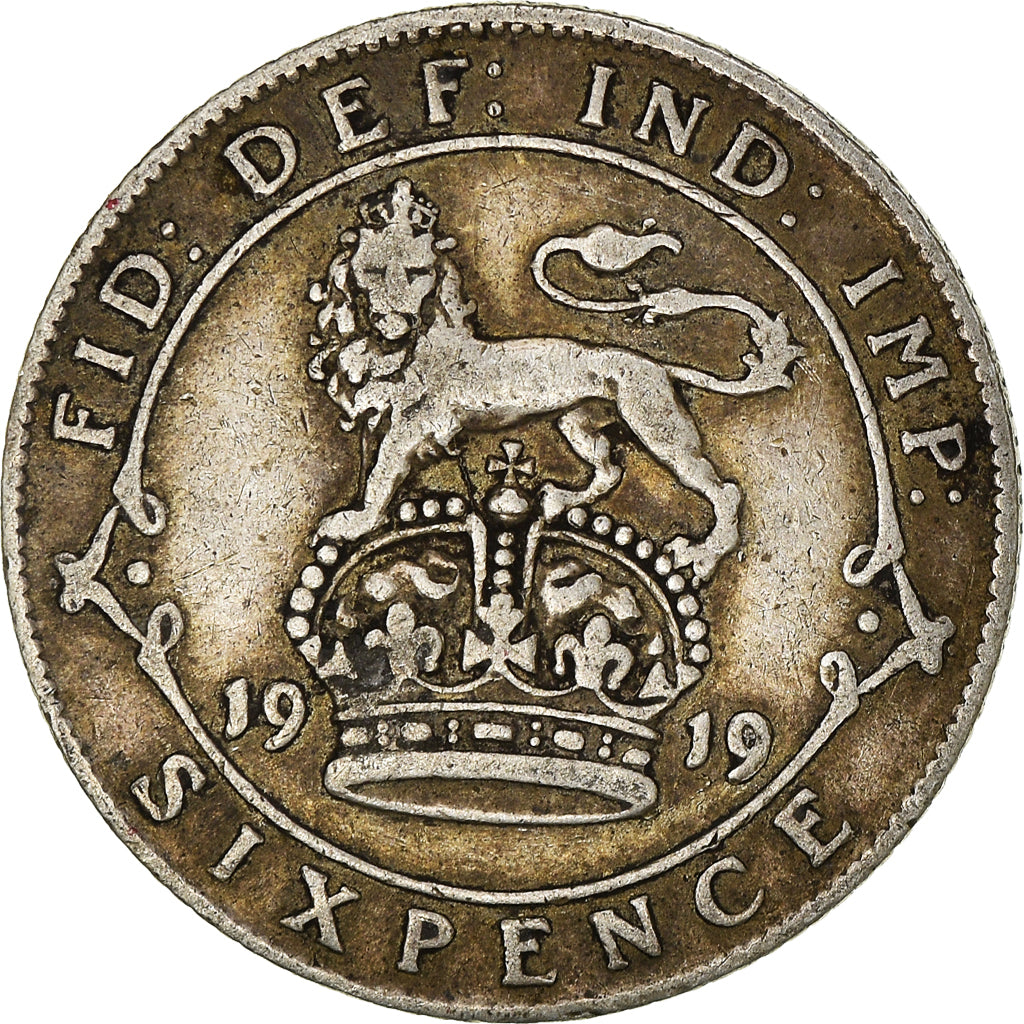 Coin, Great Britain, George V, 6 Pence, 1919, VF(30-35), Silver, KM:815