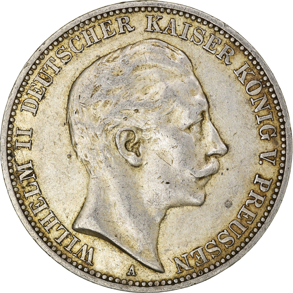 Coin, German States, PRUSSIA, Wilhelm II, 3 Mark, 1909, Berlin, EF(40-45)
