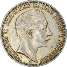 Coin, German States, PRUSSIA, Wilhelm II, 3 Mark, 1909, Berlin, EF(40-45)