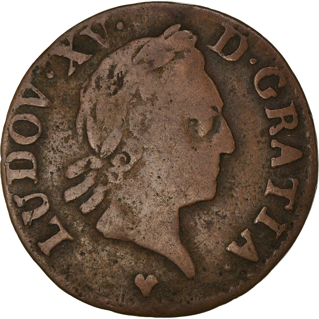 Coin, France, Louis XV, Liard à la vieille tête, Liard, 1771, Strasbourg