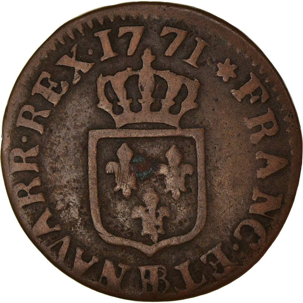 Coin, France, Louis XV, Liard à la vieille tête, Liard, 1771, Strasbourg