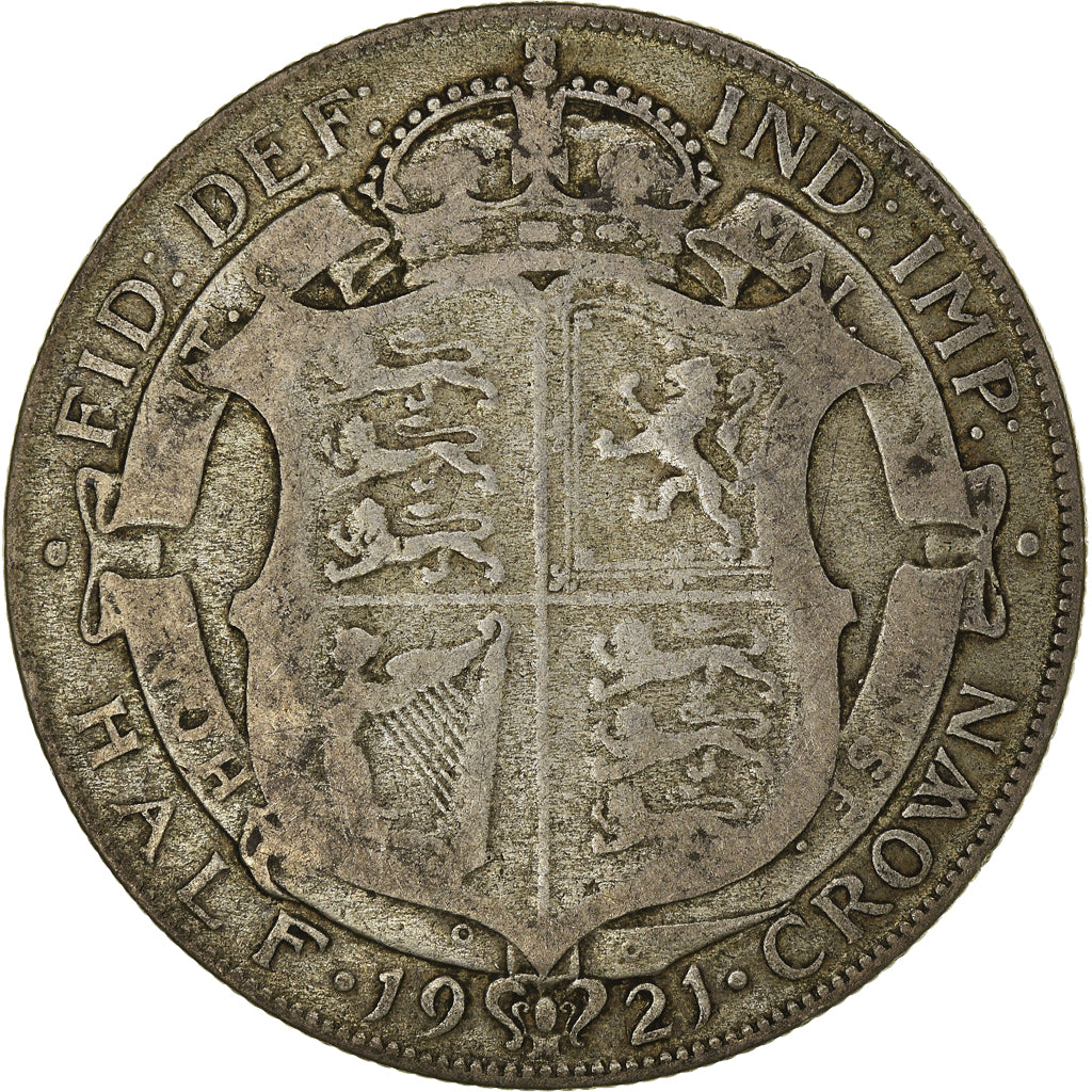Coin, Great Britain, George V, 1/2 Crown, 1921, VF(30-35), Silver, KM:818.1a