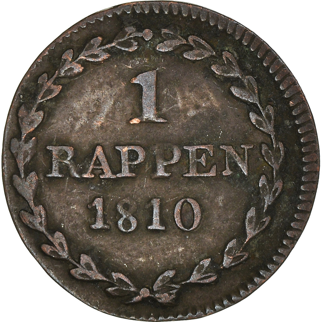 Coin, SWISS CANTONS, BASEL, Rappen, 1810, EF(40-45), Billon, KM:201