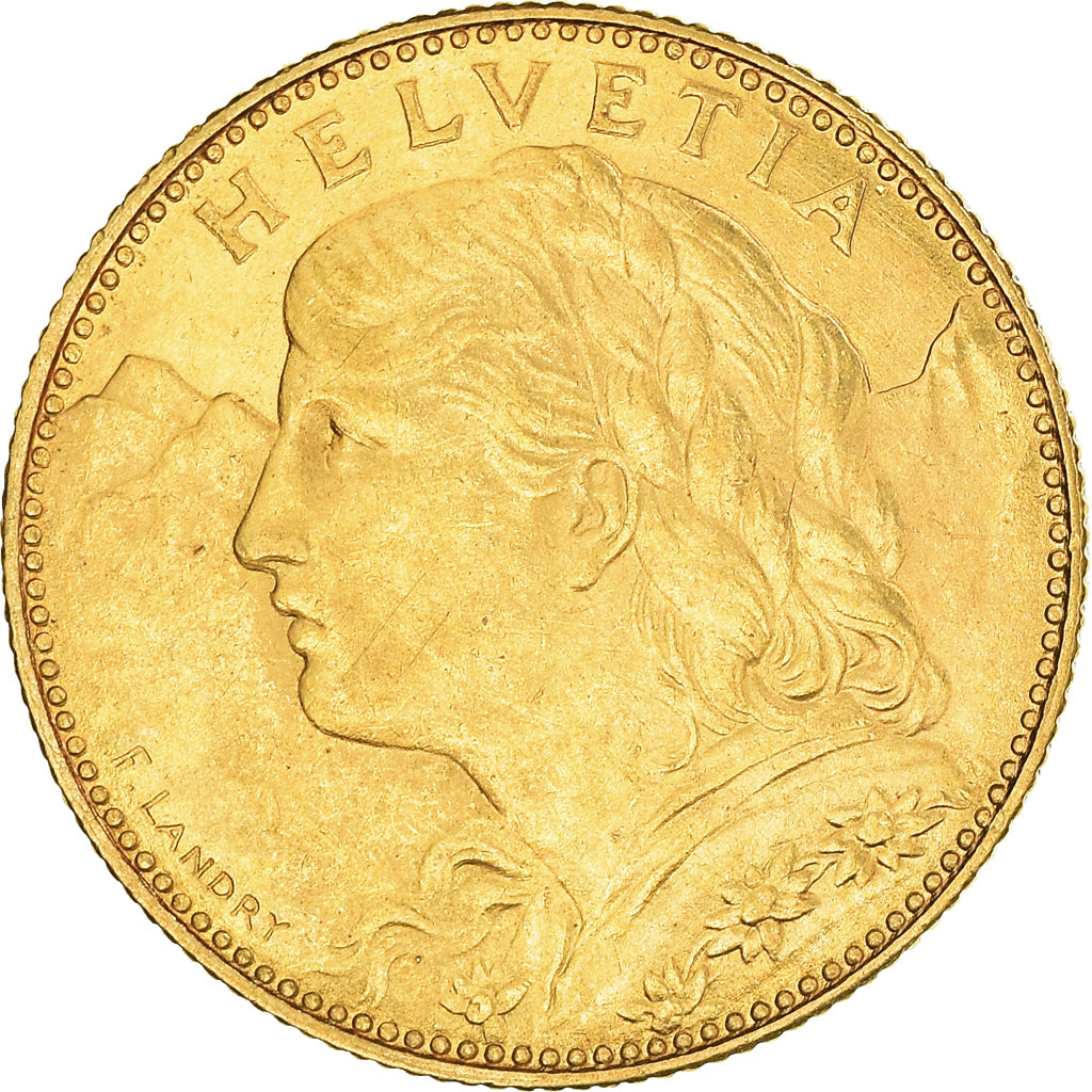 Coin, Switzerland, 10 Francs, 1911, Bern, AU(55-58), Gold, KM:36