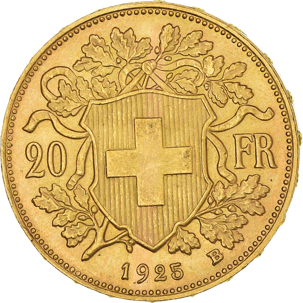 Coin, Switzerland, 20 Francs, 1925, Bern, MS(64), Gold, KM:35.1