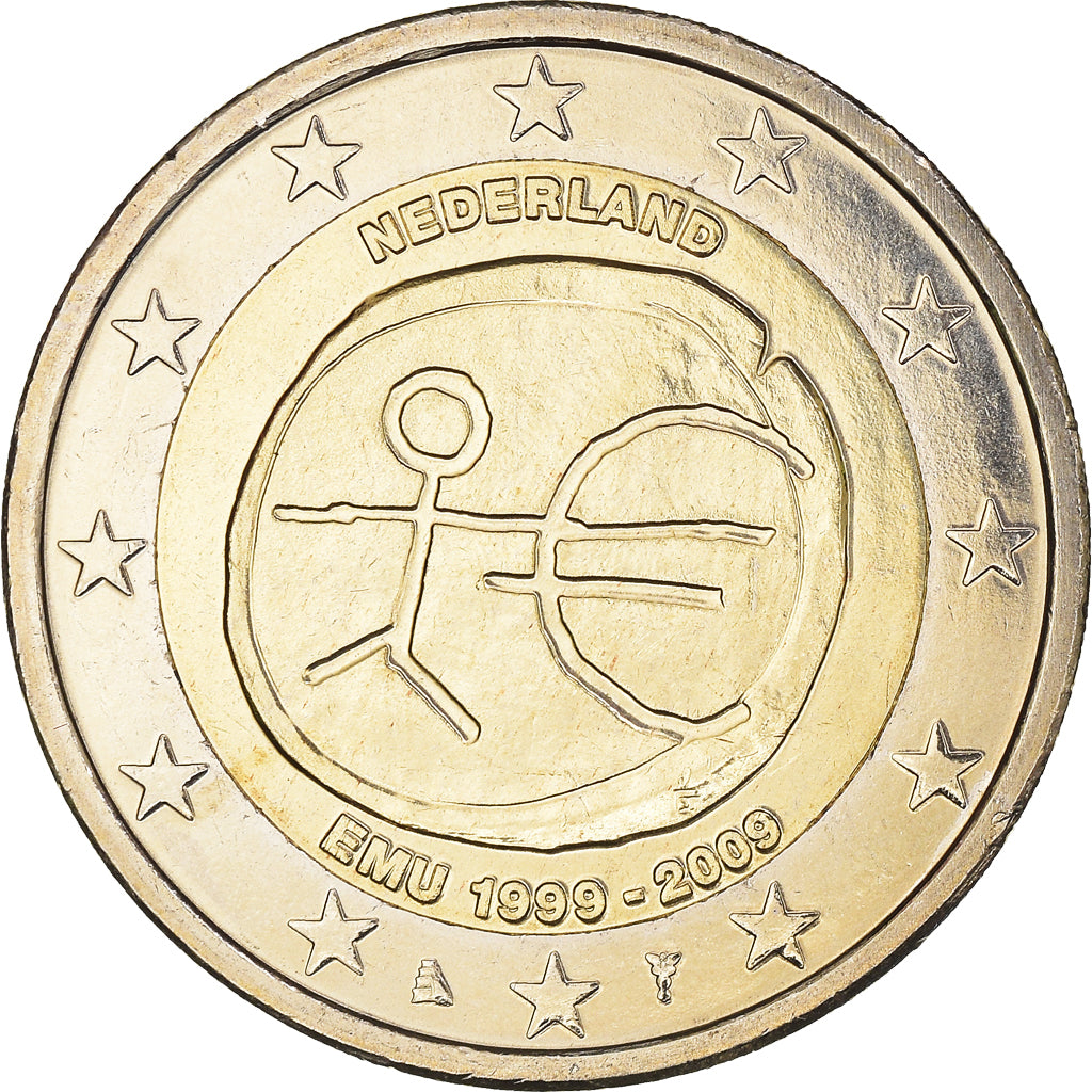 Netherlands, 2 Euro, 10 ans de l'Euro, 2009, Utrecht, MS(64), Bi-Metallic
