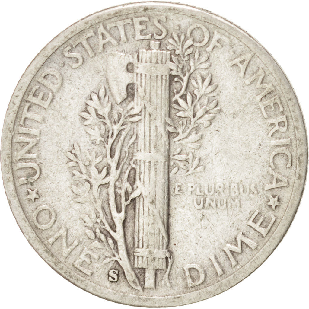 Coin, United States, Mercury Dime, Dime, 1943, U.S. Mint, San Francisco