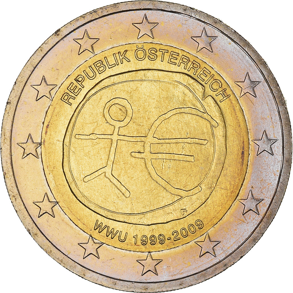 Austria, 2 Euro, 10th Anniversary - European Monetary Union, 2009, MS(60-62)