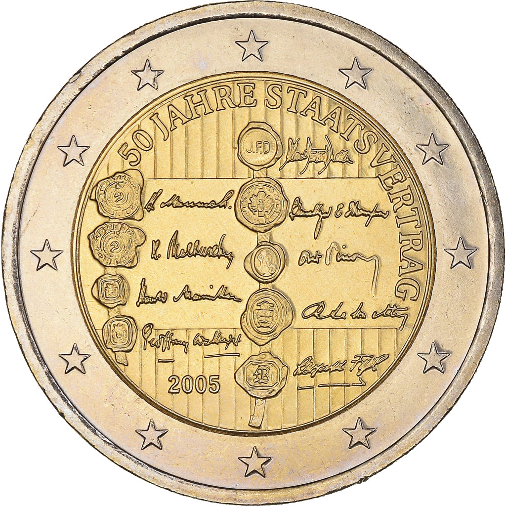 Österreich, 2 Euro, 50th Anniversary of the State Treaty, 2005, Vienna, UNZ+