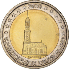 GERMANY - FEDERAL REPUBLIC, 2 Euro, 2008, Hambourg, MS(64), Bi-Metallic, KM:261
