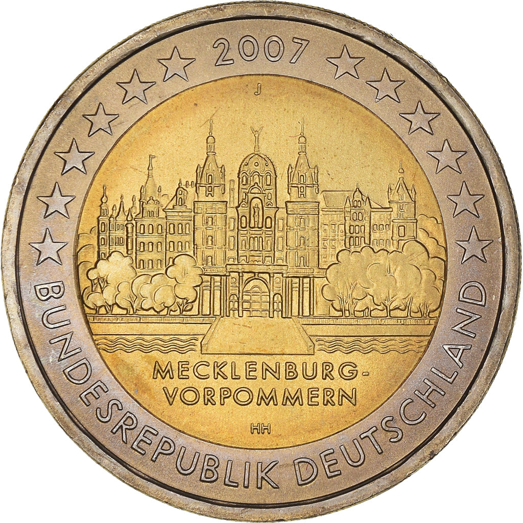 GERMANY - FEDERAL REPUBLIC, 2 Euro, 2007, Hambourg, MS(65-70), Bi-Metallic
