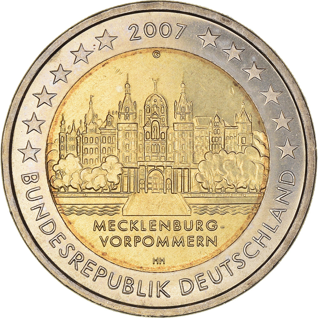 GERMANY - FEDERAL REPUBLIC, 2 Euro, Mecklembourg, 2007, Karlsruhe, MS(63)